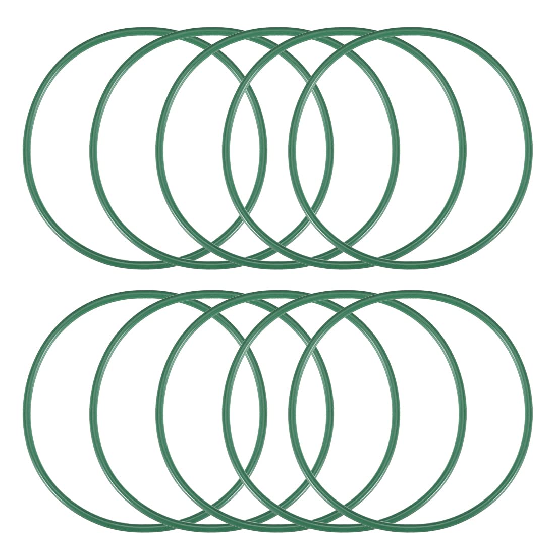 sourcing map Fluorine Rubber O-Rings, 58mm OD 54mm ID 2mm Width FKM Seal Gasket for Machinery Plumbing, Green, Pack of 10