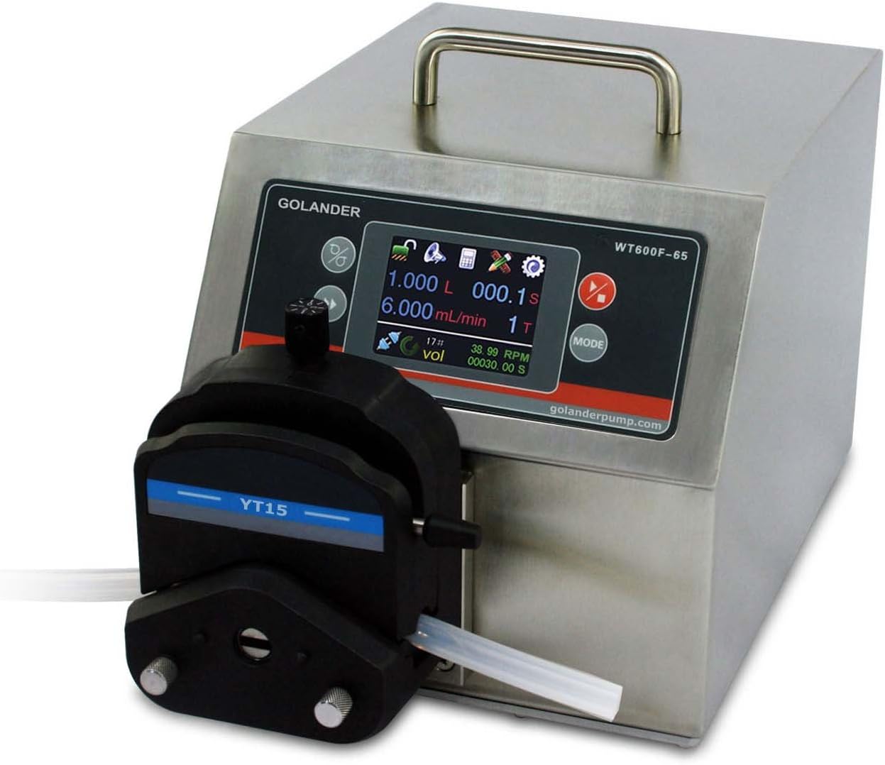 WT600F-65 Intelligent Dispensing Peristaltic Pump with Pump Head YT15 (1 Channel), Flow Rate 0.06~2300 mL/min