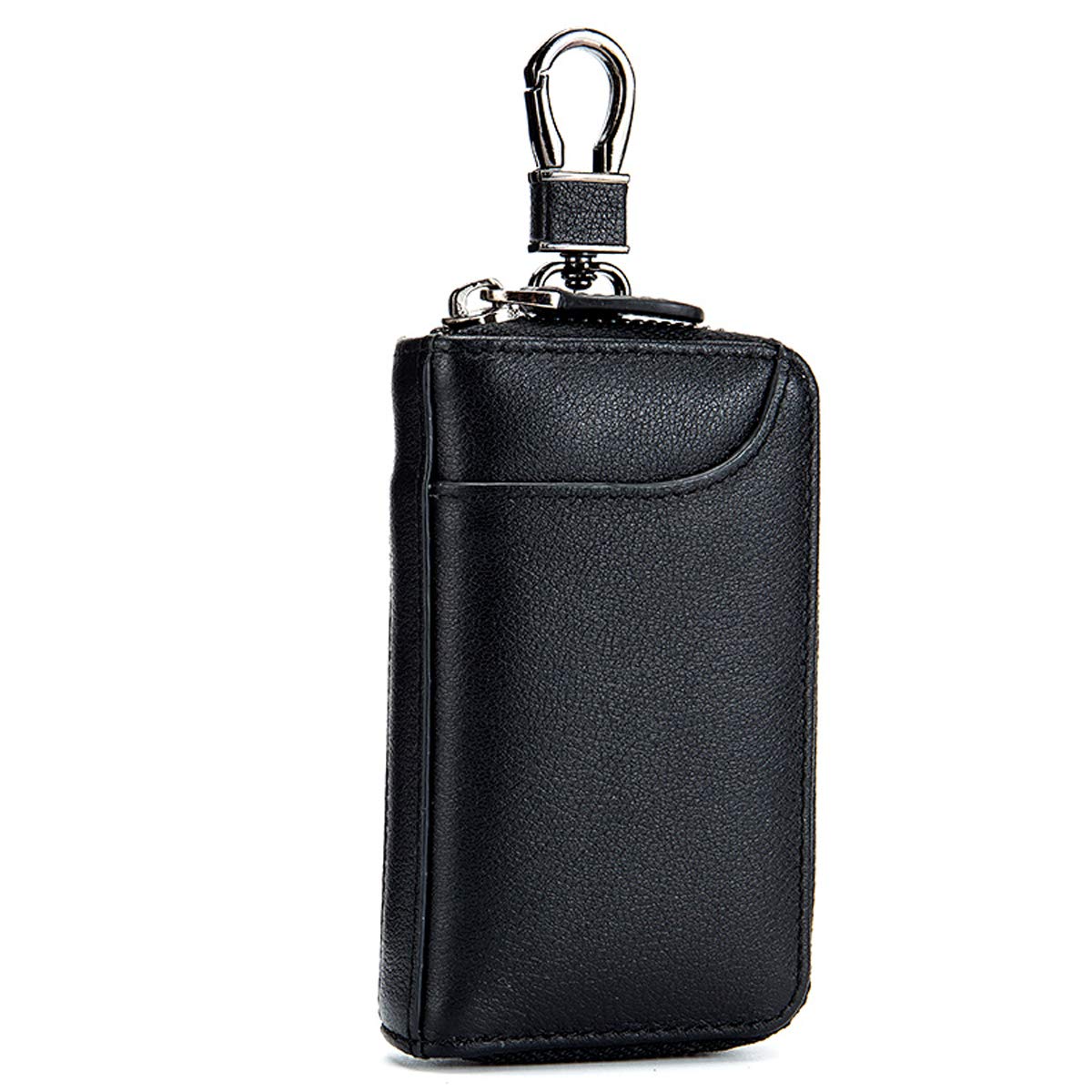 Aileder Premium Leather Car Key Holder Case Bag Wallet Cover with Credit Card Holder Keychain Keyring (Black)
