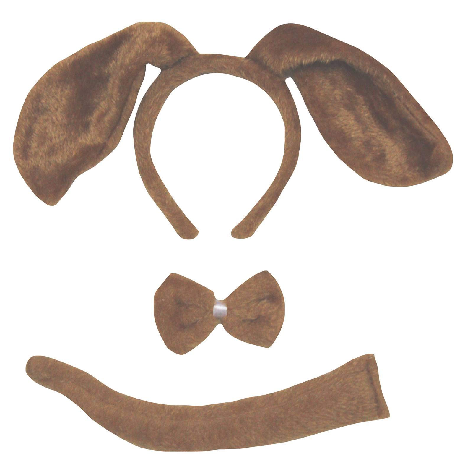 Petitebelle Long Ear Dog Headband Bowtie Tail 3pc Costume (Brown, One Size)