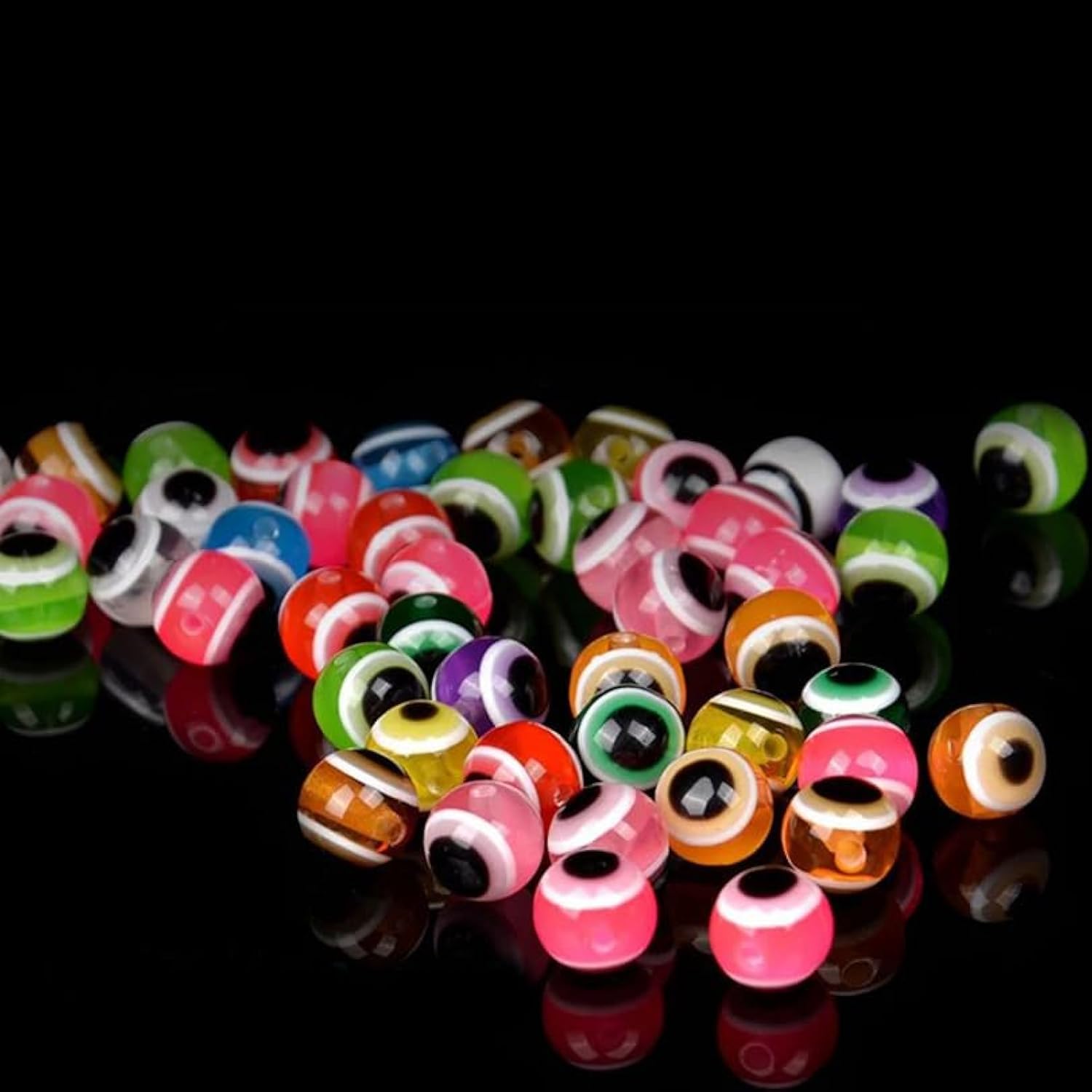 OriGlam 100pcs Lure Fisheye Bead Bean Artificial Lure Eyes Fishing Lure Eyes, Fly Tying Making Artificial Eyes 3D Fish Lure Eyes Holographic Lure Eyes DIY