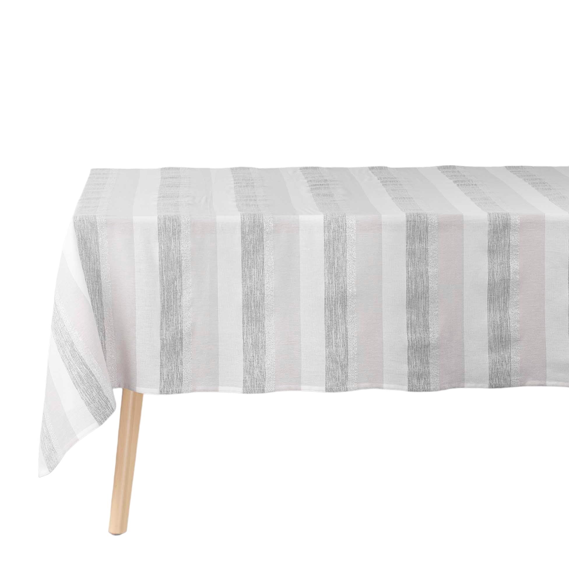 Douceur d'Intérieur Eldora Rectangular Tablecloth, Natural/Silver, 140 x 240 cm