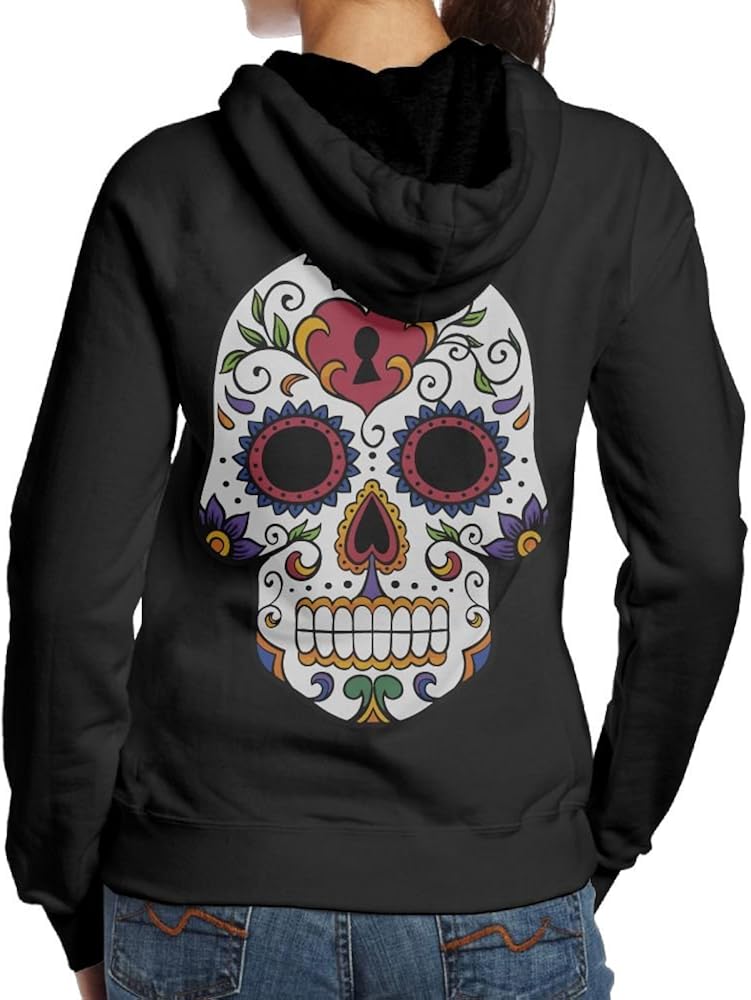 LXMHHoodie White Sugar Skull Womens Hoodies Back Print Pullover Hood