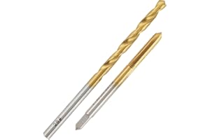 Aceteel 8-40 UN Tap with 3.5mm Drill Bit, Ti-Coated HSS #8-40 Thread Tap and #28 Straight Handle Twist Drill