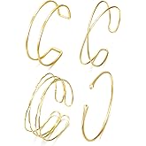 BROCC 4PCS Arm Cuff Jewelry for Women, Gold Arm Cuff Upper Arm, Minimalist Arm Cuff Bracelet, Upper Arm Cuff Bangle, Adjustab