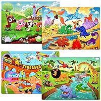 Puzzles for Kids Ages 4-8 Year Old 60 Piece Colorful Wooden Puzzles for Toddler Children Learning Educational Puzzles Toys for Boys and Girls (4 Puzzles)