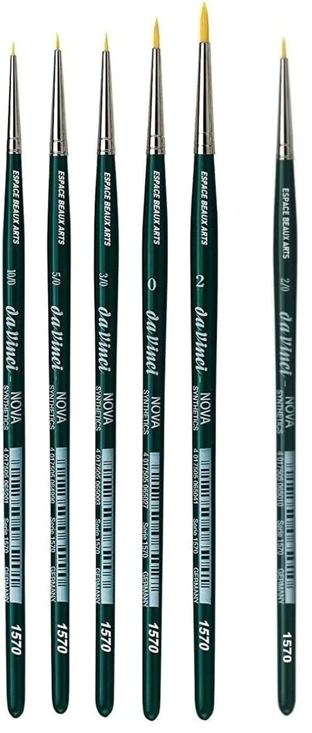 Da Vinci 1570 Serie - Aquarell-Pinsel-6er Set NOVA-Synthetik no, 0/10, 0/5, 0/3,0, 2. Made in Germany,Espace Beaux Arts