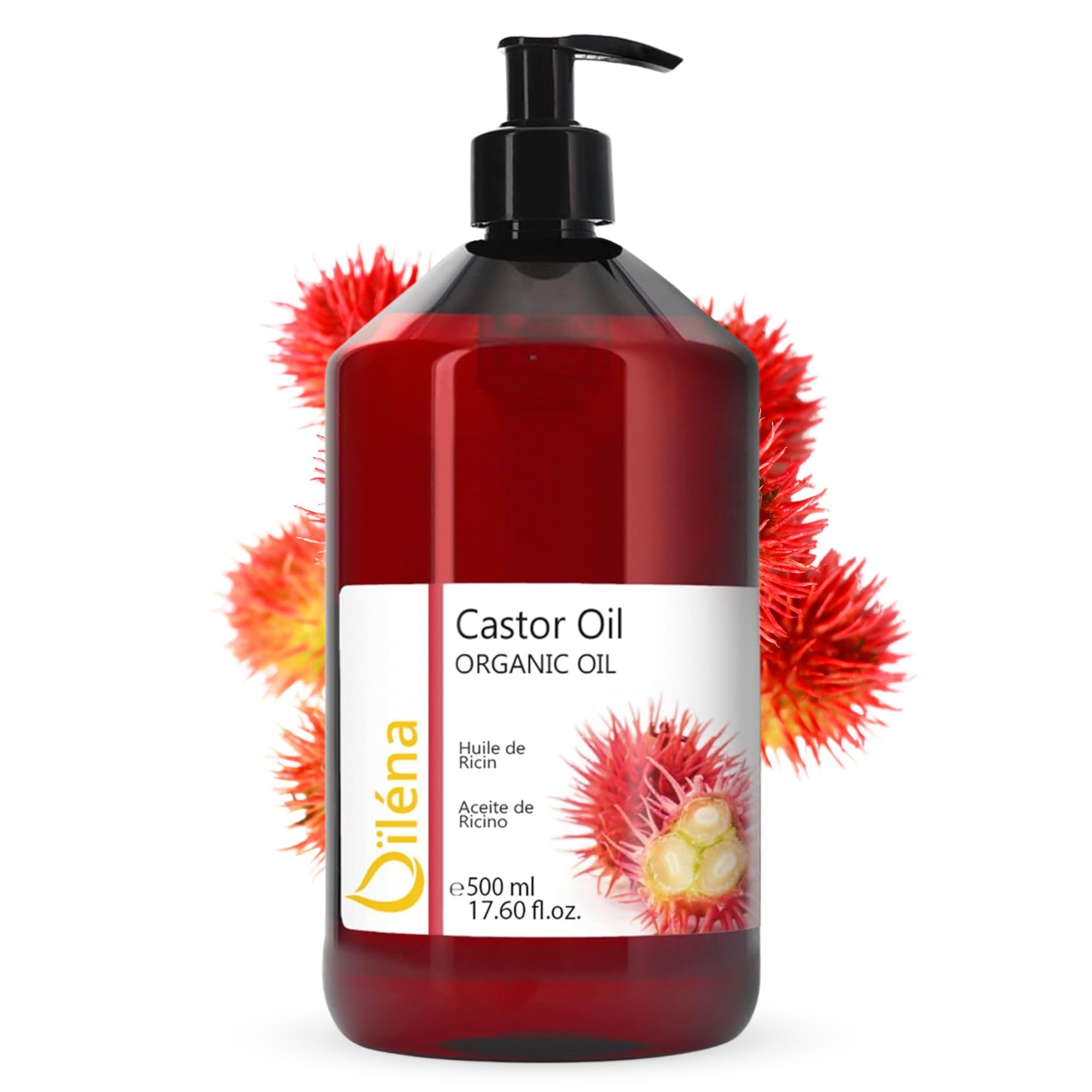 Cold Pressed Organic Castor Oil Eyelash Growth Cuticle Care Oil Hair Growth Hair Loss Serum 100% Natural Vegan 500 ml Beard Oil