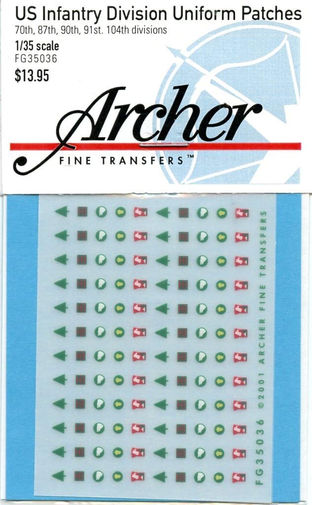 Archer 1:35 US 70 87 90 91 104 Infantry Div Uniform Patche Dry Transfer #FG35036