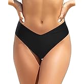Zmart Mid Rise Bikini Bottoms - Women's Moderate-Full Coverage Bathing Suit V Cut Swimsuit Bottom