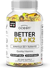 Organics Ocean Better D3 + K2-100% Organic VIT D3 and K2 Supplements with Maximum Bioavailability - Supports Bone Density, Ca