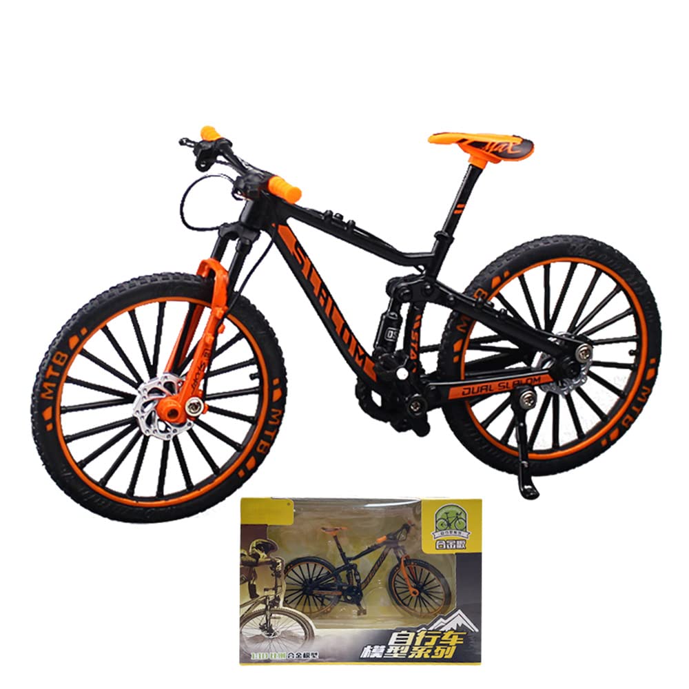 Maigendoo Bicycle Model Mountain Bike Art Metal Gifts for Cyclists Desktop Decoration Ornaments Handcrafted Birthday Present for Boys Girls Bike Fanciers, Orange