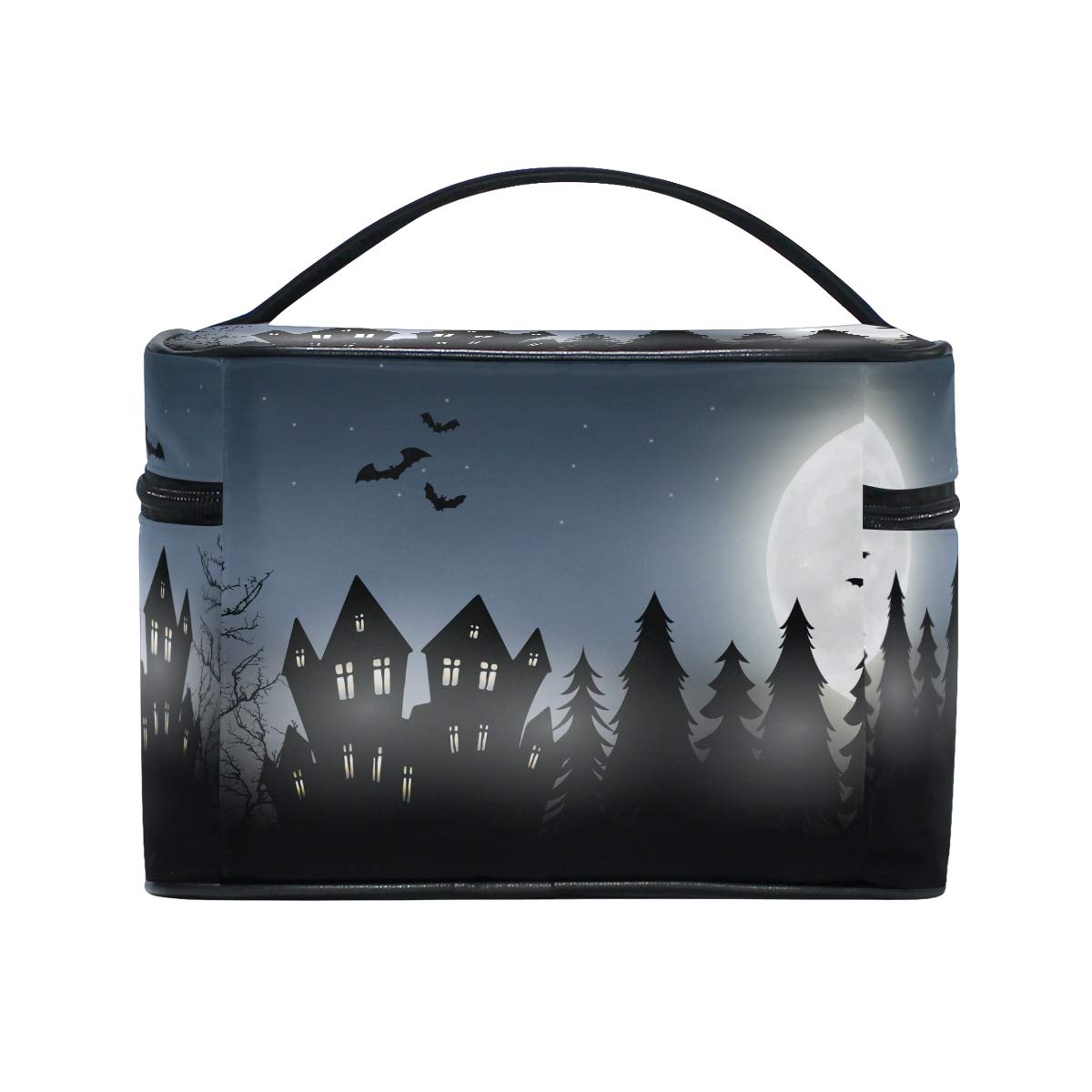 Amazon Com Makeup Bag Halloween Bat Moon Travel Cosmetic Bags Organizer Train Case Toiletry Make Up Pouch Beauty