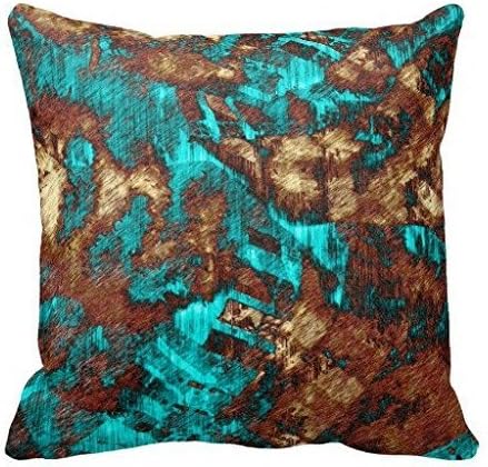 Abstract Distressed Turquoise Cream Brown Texture Pillow Case Cushion Cover