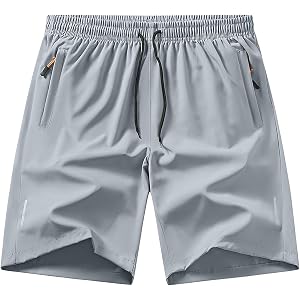 SGYCNGU Mens Shorts Quick Dry Athletic with Zipper Pockets Elastic Waist Weave Drawstring Loose Fit Casual Work Gym Pants