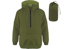 MODAFANS Girls Boys Rain Jacket Lightweight Waterproof Packable Hooded Half zip RainCoats Windbreaker for Outdoor 4-13Year