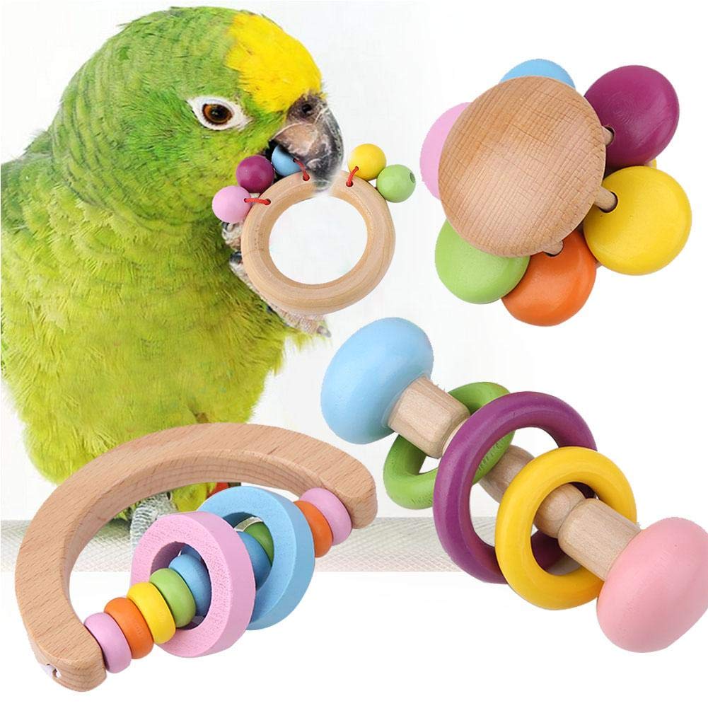 HEEPDD Parrot Chew Toys, Natural Wood Bird Toy Set for Budgie Parakeet Parakeet Cockatiel Conure Lovebird