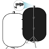 NEEWER 5x7ft/1.5x2m Chromakey Black Backdrop White Backdrop 2 in 1 Double Sided Pop Up Collapsible Backdrop with Support Stan