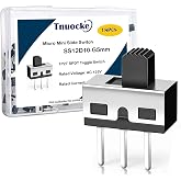 Tnuocke 18PCS 5mm High Knob Vertical Micro Mini Slide Switchs,3 Pin 2 Position 1P2T SPDT Toggle Switches Panel Mount AC 125V 2A SS12D10-G5