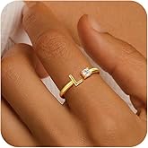 Fezodo Gold Initial Rings for Women Girls, 14K Gold Plated Adjustable Initial Rings Teen Girl Gifts Trendy Stuff Letter Ring Birthday Gifts for Teenage Girls Non Tarnish