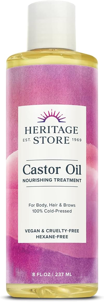 HERITAGE STORE Palma Christi Castor Oil | Hair Skin Moisturizer Eyebrow