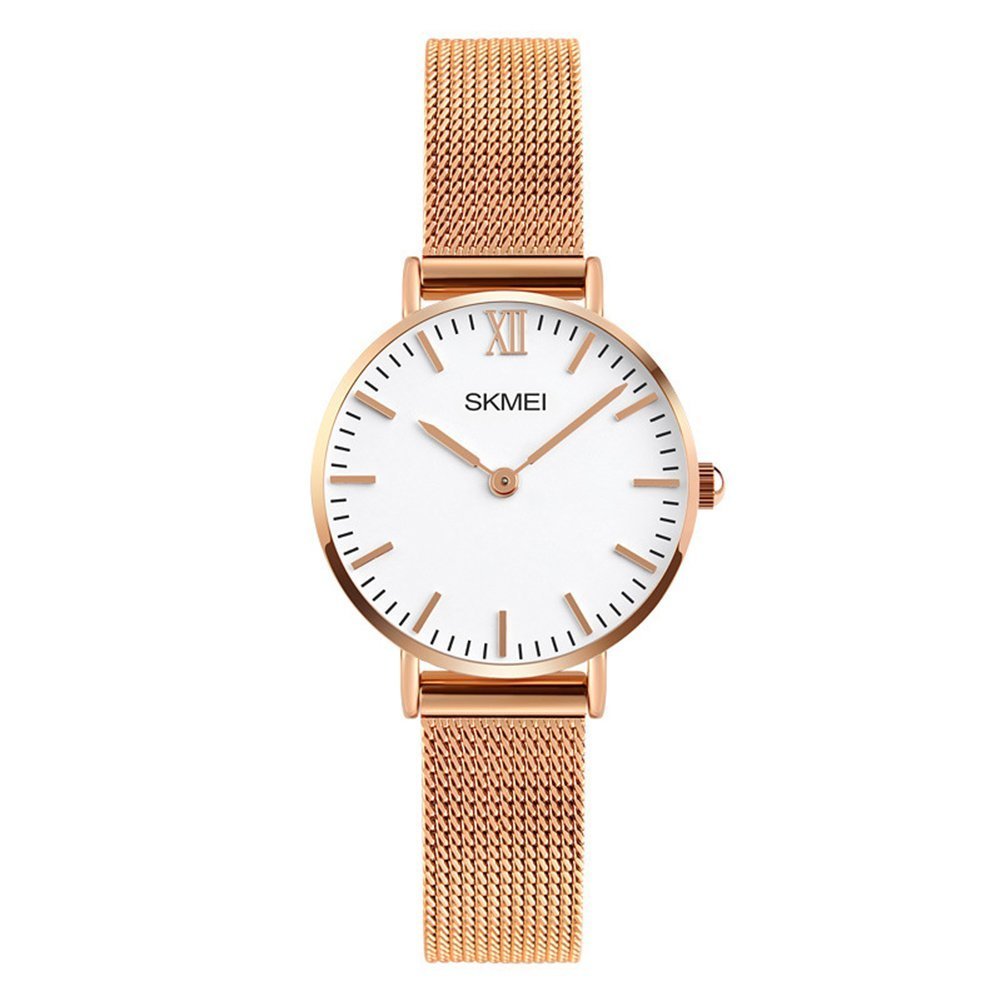 MASTOPWomen's Quartz Watches Ultra-Thin Gorgeous Simple Petite Wrist Watches Small Dial Mesh Steel Bracelet