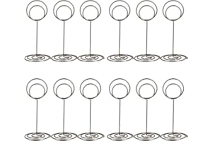 NERIUS Table Number Holders, Simple Table Sign Stand Place Card Holder, Delicate Table Name Card Holder, Reusable Table Picture Memo Note Holder for Wedding Birthday Party Restaurant (12pcs, Silver)