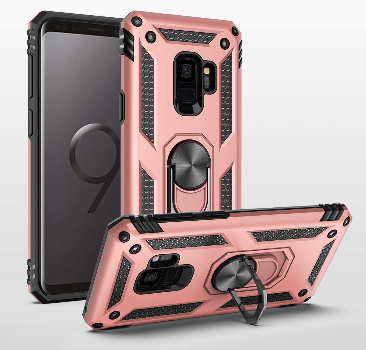 Galaxy S9 Case,SUSAA 360 Degree Rotating Ring Holder Kickstand Phone Case for Galaxy S9 (2018 Release) Rose Gold