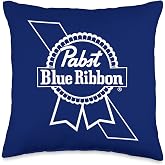 Pabst Blue Ribbon White Logo Throw Pillow