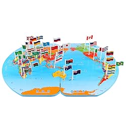Monique Wooden Puzzle World Map Board Flag Matching