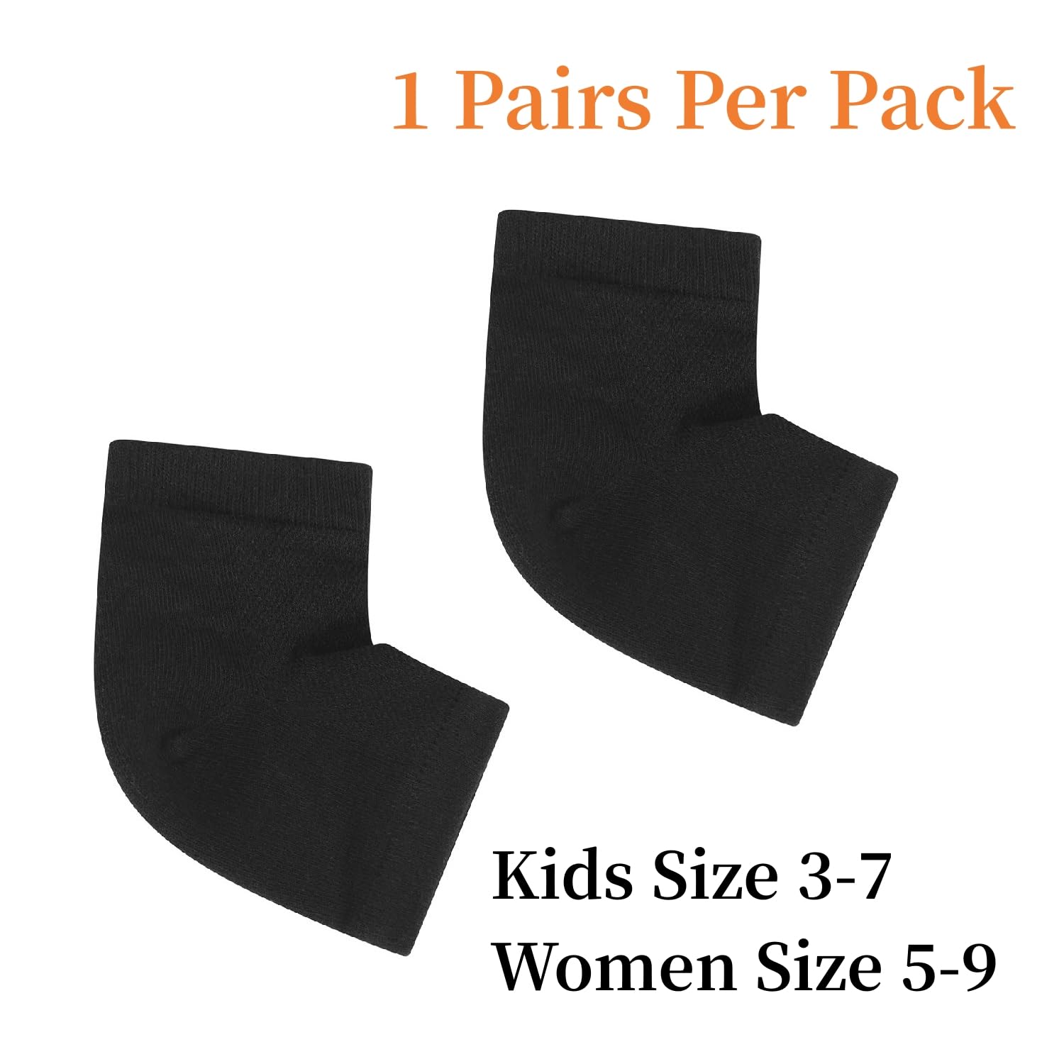 Gel Heel Sports Sock for Kids with Heel Discomfort Severs Plantar Fasciitis Heel Pain (1 Pair Kids 3-7 Women 5-9)