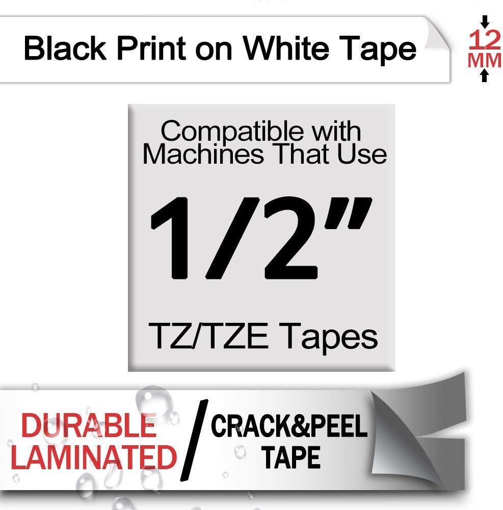 NineLeaf 3 X Compatible for Brother P-Touch Label Tape 12mm 0.47 Laminated TZe-231 TZ-231 TZe231 Black on White Tze Tape 12mm Brother Label Printer PT-1000 H110 H108 H200 E110 H105 H100R H101C - Image 4