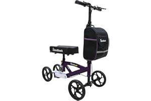 BlessReach Steerable Knee Walker Deluxe Medical Scooter for Foot Injuries Compact Crutches, with Dual Rear on-Wheel Brake and Shock Absorption Under The Knee pad