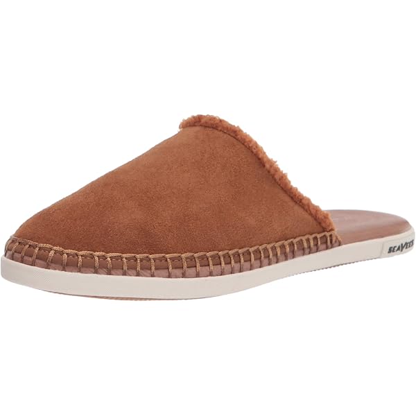 SeaVees Women's Stag Slipper – Slip-On Indoor/Outdoor Slipper With Terry Lining & Denim Flannel