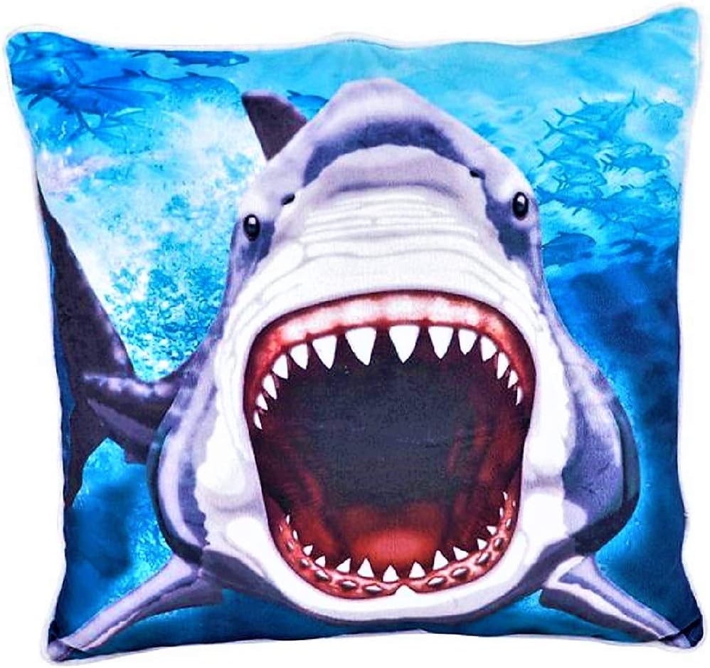 Zugar Land Shark Plush Pillow (13") Highly Detailed. Double Sided. (Shark)