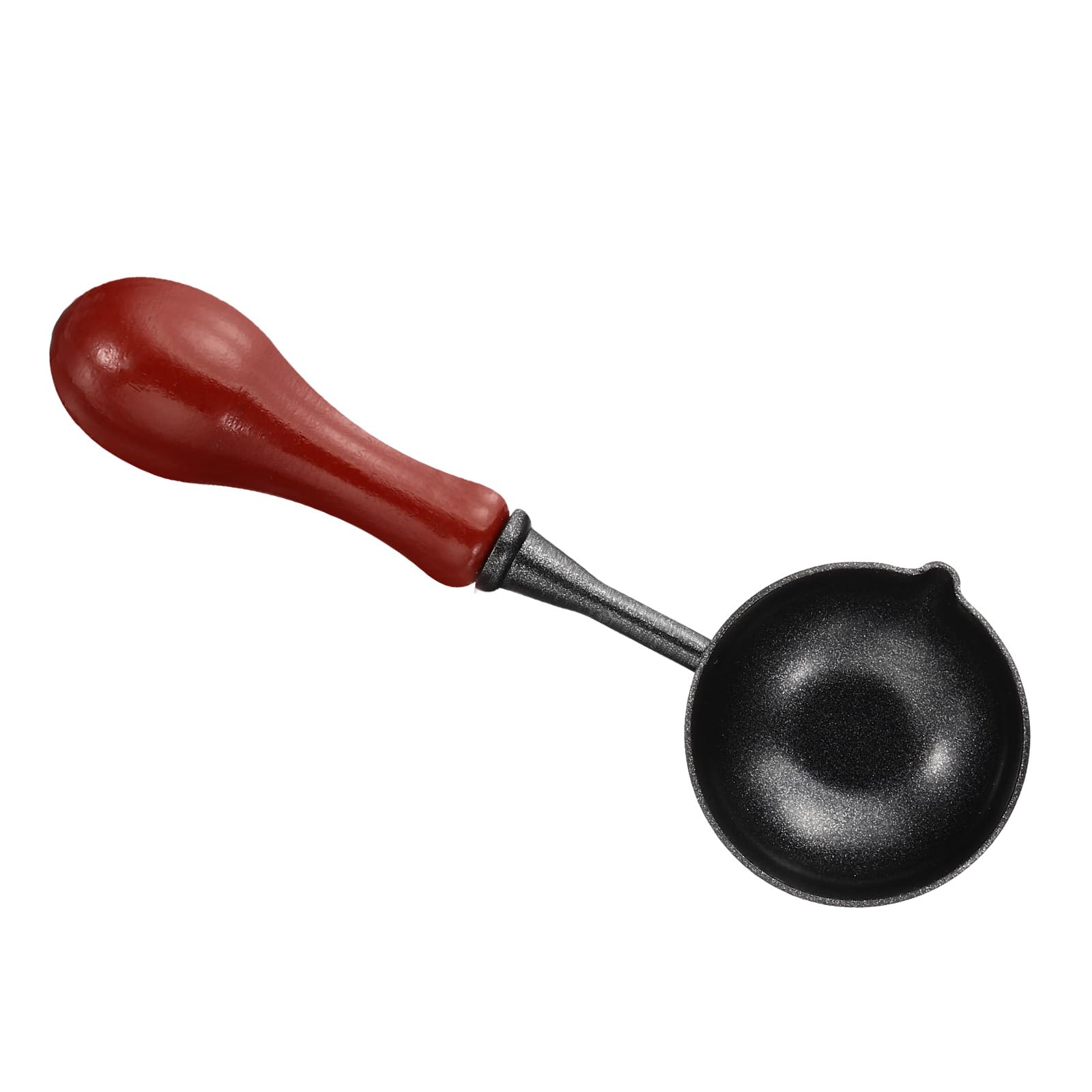 PATIKIL 4" Wax Seal Spoon, Wax Sealing Melting Spoon Painted Wooden Handle Wax Spoon for Wax Seal Stamp Envelope Art Craft Projects, Dark Red/Black