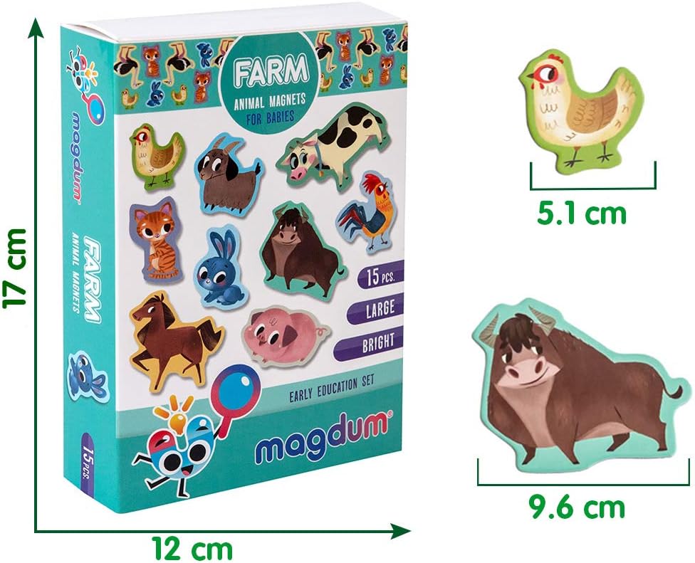 Farm Animal Magnets for Kids, Magdum, 15 Large Magnetic Animals for Fridge, Realistic Farm Animal Learning Toy for Toddlers - Image 5