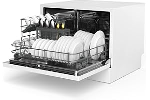 PETSITE Countertop Dishwasher, 6 Place Settings, 5 Wash Programs, 360° Dual Spray, Compact For Dorm, RV, Small Apartment