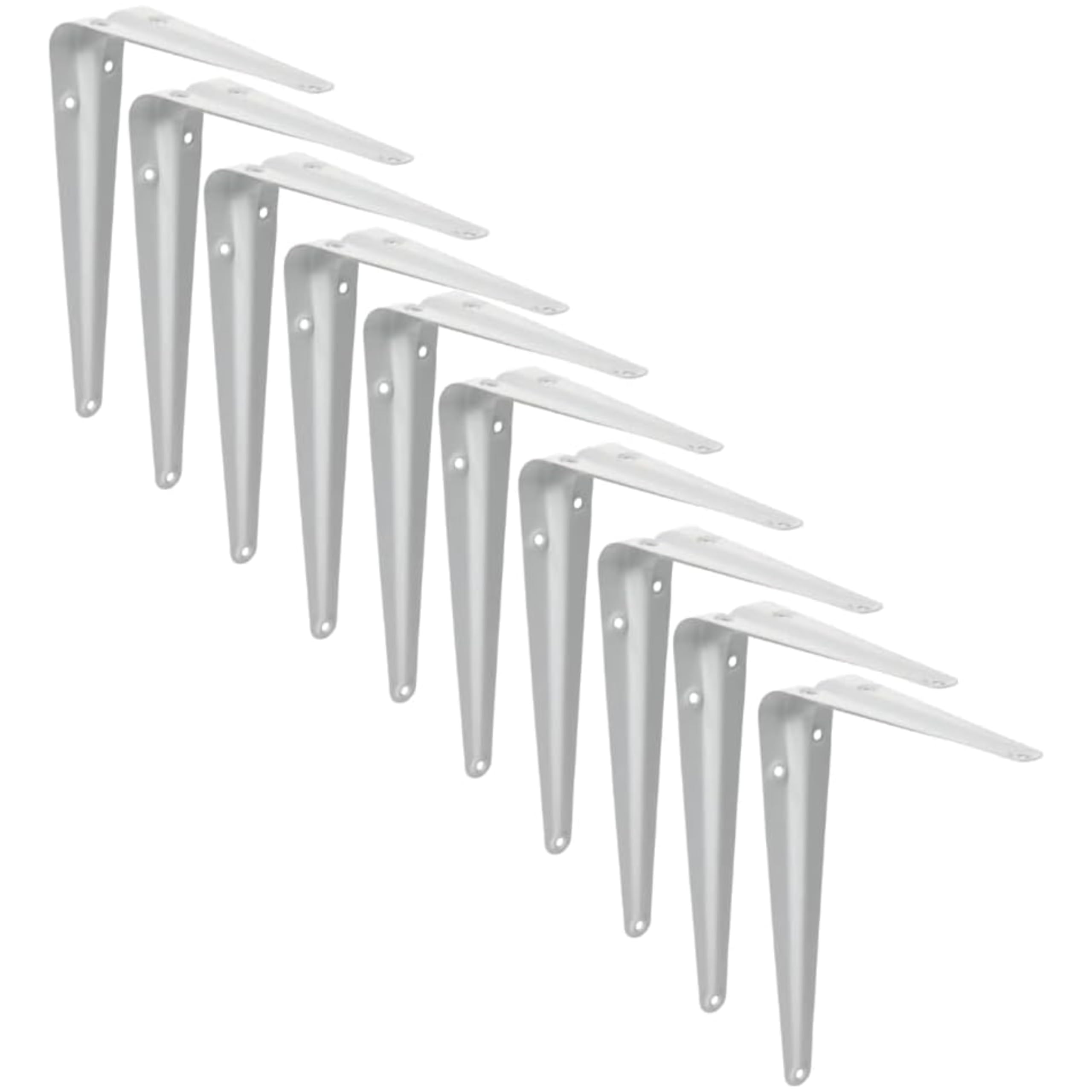 FixRello White Shelf Brackets 10-Pack - 9x7 inch, High Capacity 20kg, Stainless Steel, Modern Design for Home, Garage, Utility Rooms - Durable Wall Mount Shelves Support