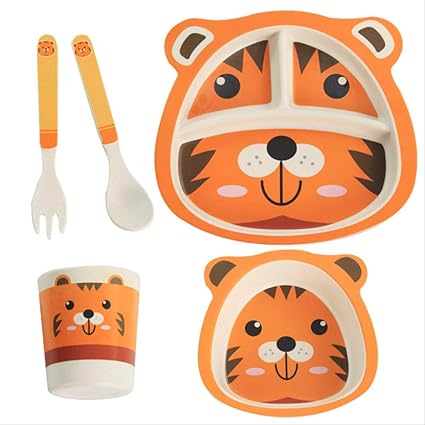 Kcmda 5 Pieces Ensemble De Vaisselle De Formation De Couverts Pour Bebe Enfants Mignon Dessin Anime Bol D Alimentation Vaisselle Enfants Vaisselle Avec Bol Tasse Cuillere Assiette Fourchette Amazon Fr Cuisine Maison
