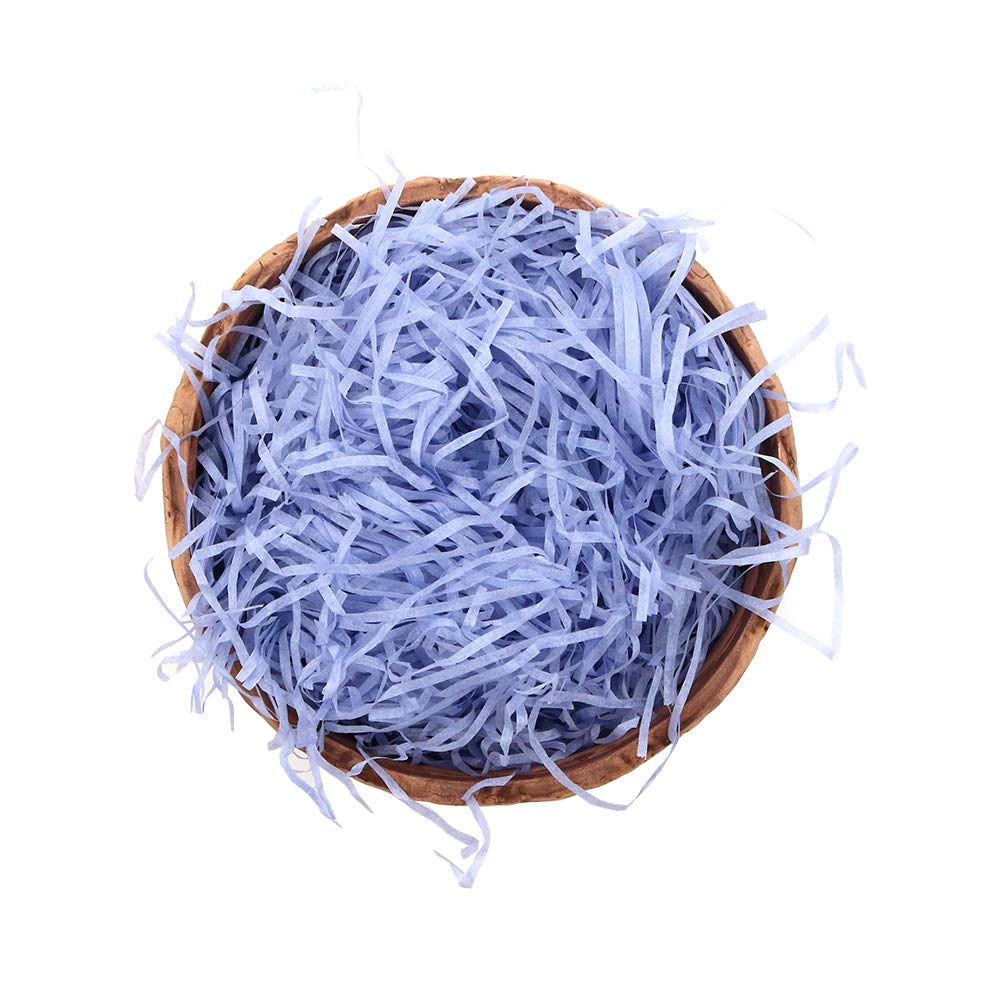 Shiwaki 100g Multicolored Raffia Paper Shreds & Strands Shredded Crinkle Confetti for DIY Gift Wrapping & Basket Filling - Light Purple