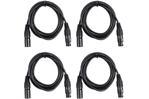 4pcs 6 feet 2 Meters DMX Stage Light Cable Wires with 3-Pin Signal XLR Male to Female for Moving Par Spotlight