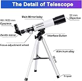 BESIMLI Telescope for Kids 50mm 360mm Refractor 90X with Tripod view 7