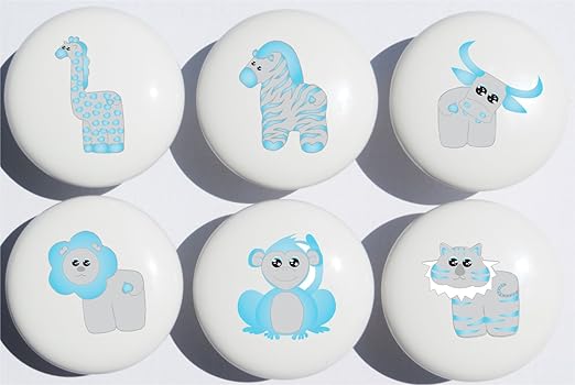 Amazon Com Blue Safari Drawer Pulls Jungle Ceramic Drawer Knobs