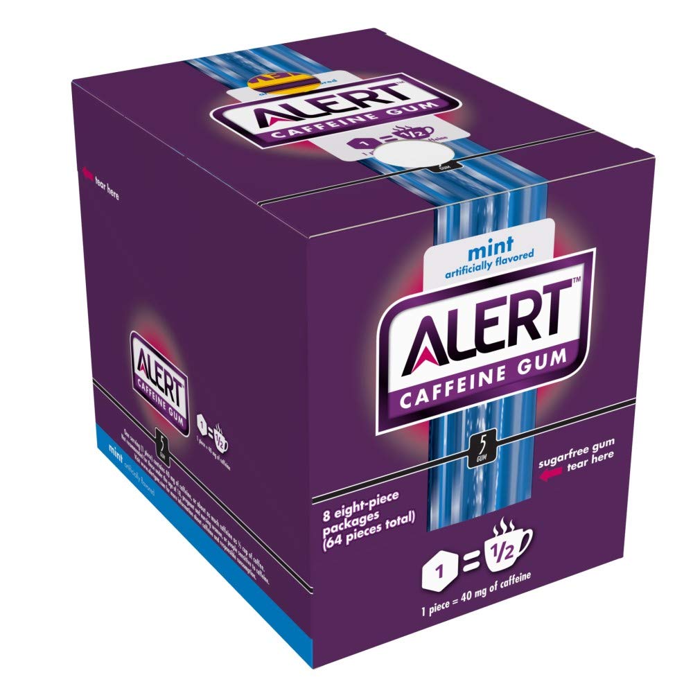 Alert Fruit Energy Caffeine Gum Artifically Flavored Sugar