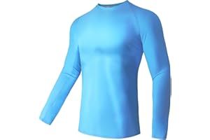 USKOY Men's Rash Guard Long Sleeve Sun Protection UV SPF UPF 50+ Fishing Shirts Lightweight Quick Dry Swim Shirts Nylon