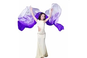 Aumulen 8mm Girls Hand-Made Belly Dance Silk Scarf Veils Gradual Colors