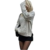 RoseSeek Women's Cable Knit Sweater Crew Neck Long Sleeve Loose Pullover Jumpers