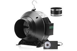 MELONFARM 4" 190 CFM Inline Duct Fan with E12 Speed Controller, Rubber duct connectors for noise reduction. Ventilation Exhaust Fan for Cooling Booster, Grow Tents, Hydroponics