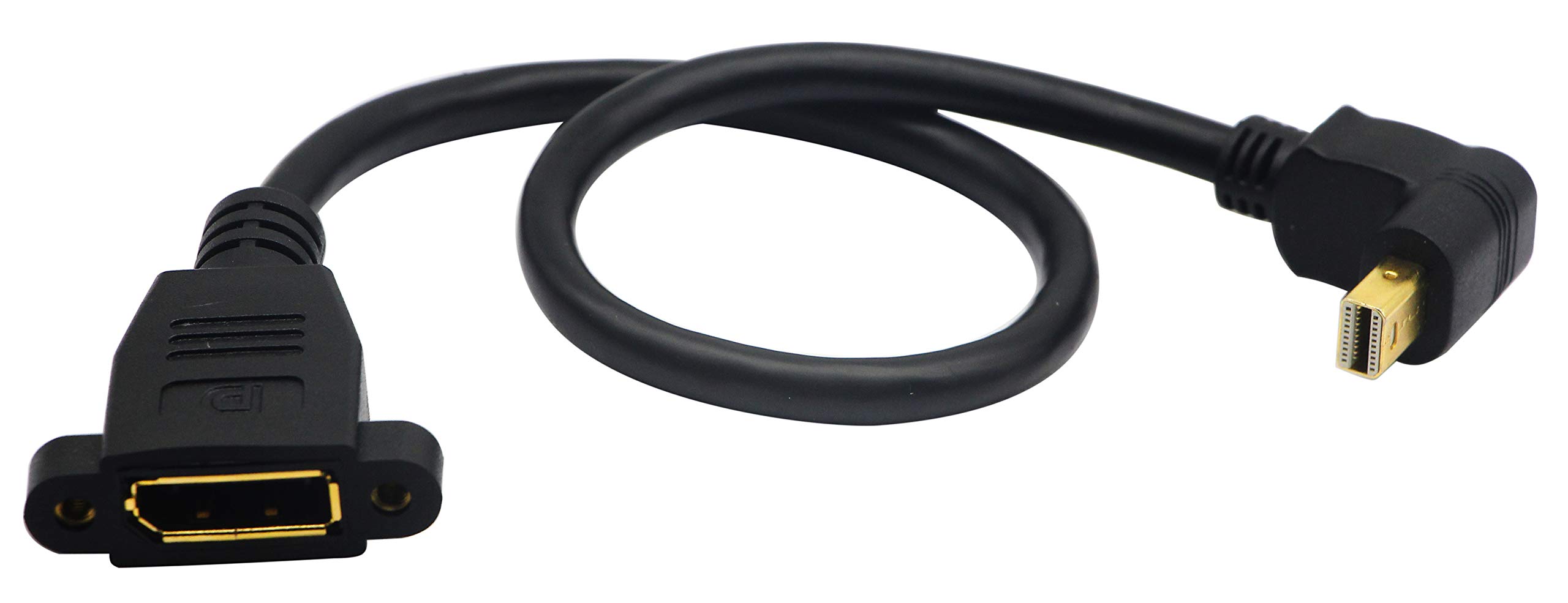 zdyCGTime (32 cm) Mini DP to Panel Mount DP Cable, Gold Plated 90 Degree Up Mini DP (Displayport) Male to DP (Displayport) Female Panel Mount Audio and Video Extender Adapter Cable (UP m/F)